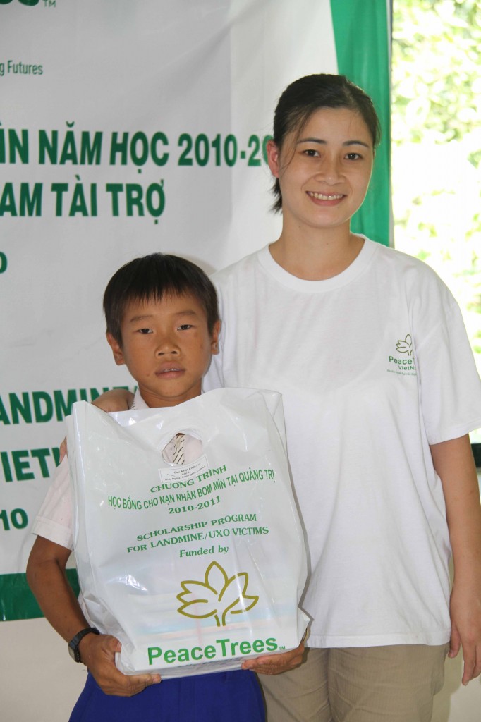 Linh receives his school supplies for sixth grade